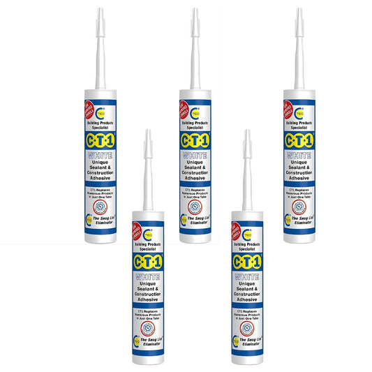 C-TEC CT1 290ml Unique Sealant & Construction Adhesive White Pack of 5