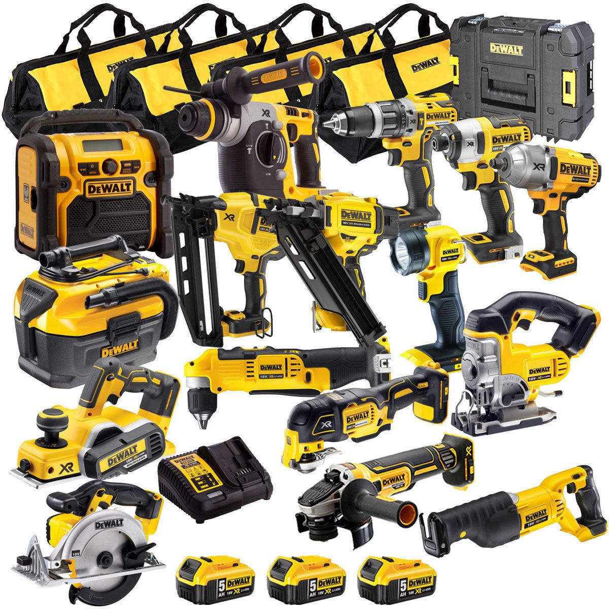 Dewalt 18V 16 Piece Power Tool Kit with 3 x 5.0Ah Batteries T4TKIT-840