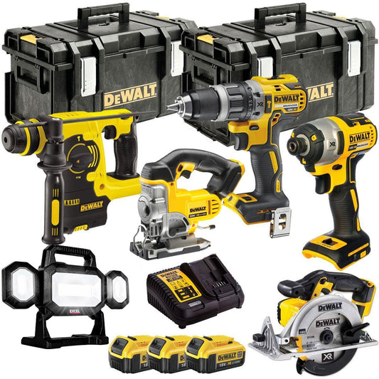 Dewalt 18V XR 6 Piece Tool Kit 3 x 4.0Ah Battery Charger & Tough Box DEW-KIT-1