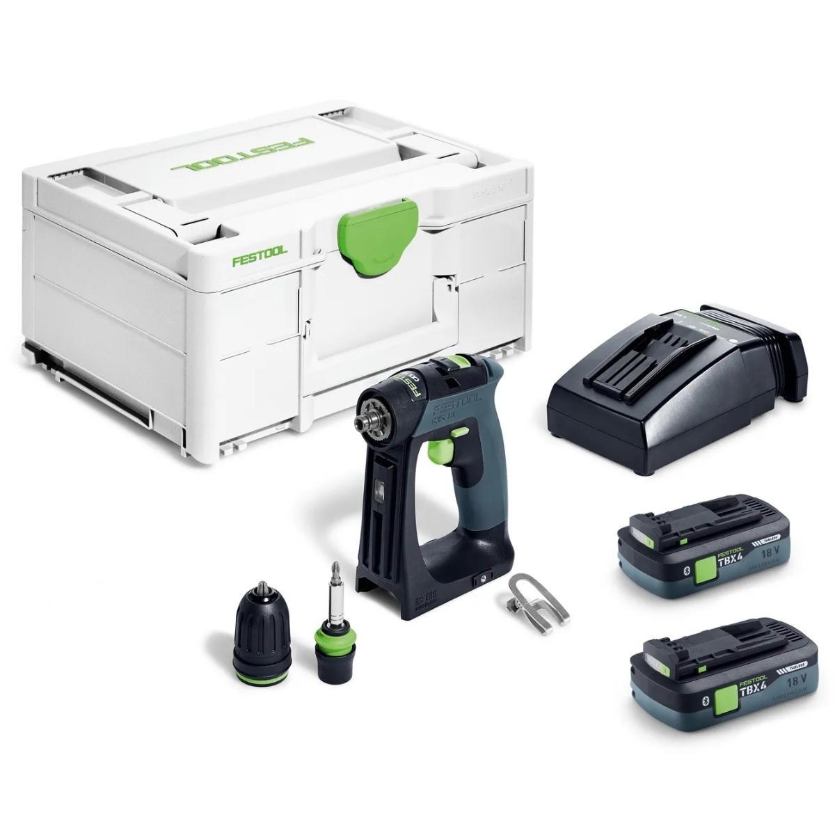 Festool CXS 18 TBX4,0 I-Plus 18V Brushless Drill Driver with 2 x 4.0Ah Battery & Charger in Systainer - 579346