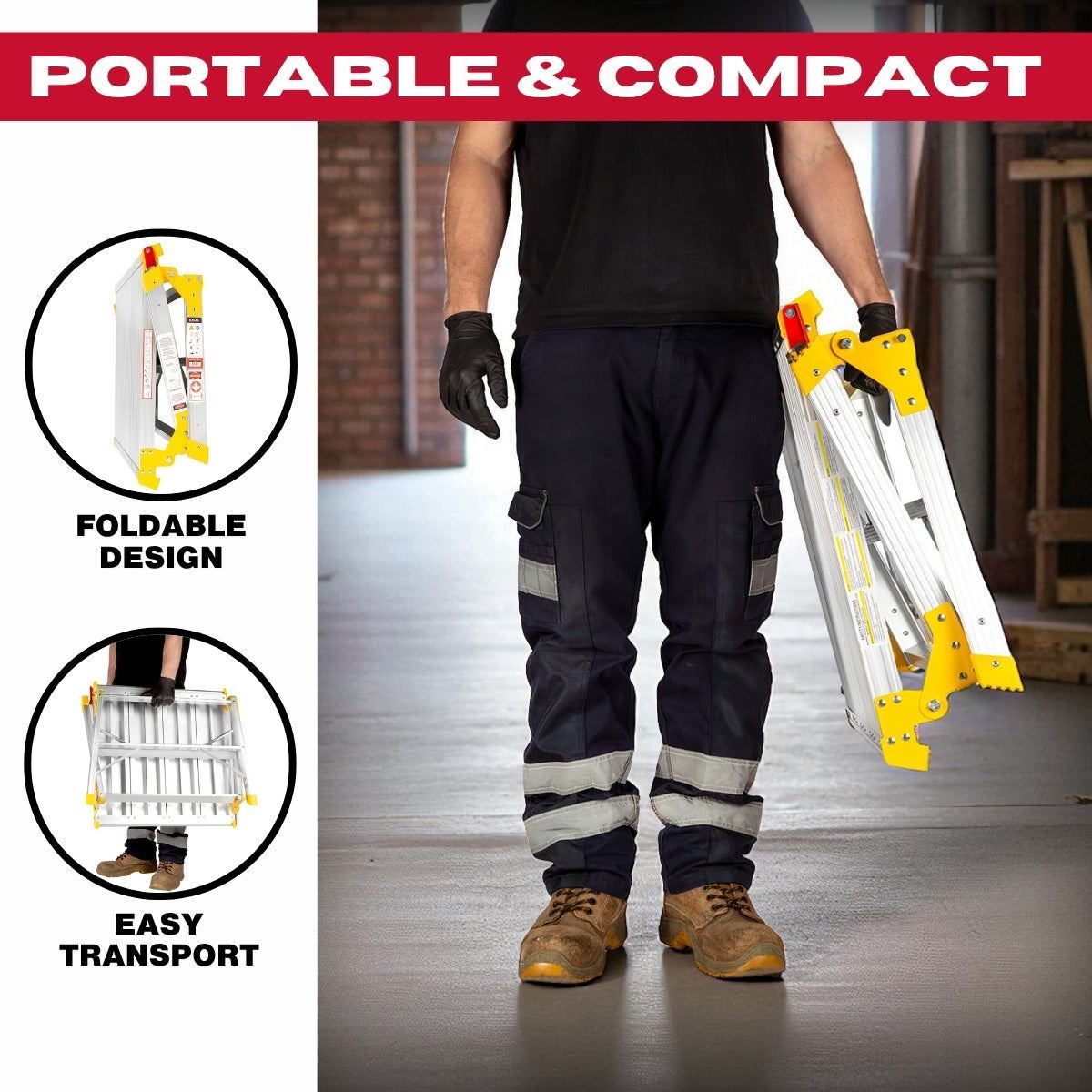 Excel Heavy Duty Aluminium Platform Work Bench Folding Hop Up 600mm x 600mm Item Condition Damaged Box