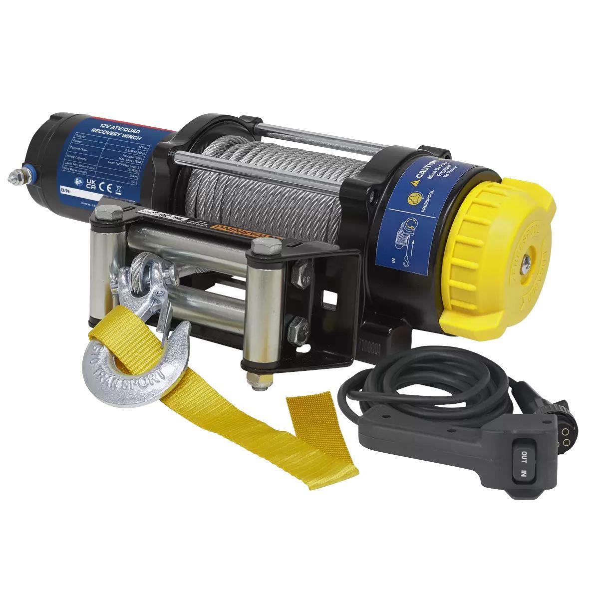 Sealey ATV2040 ATV/Quad Winch 2040kg Line Pull 12V