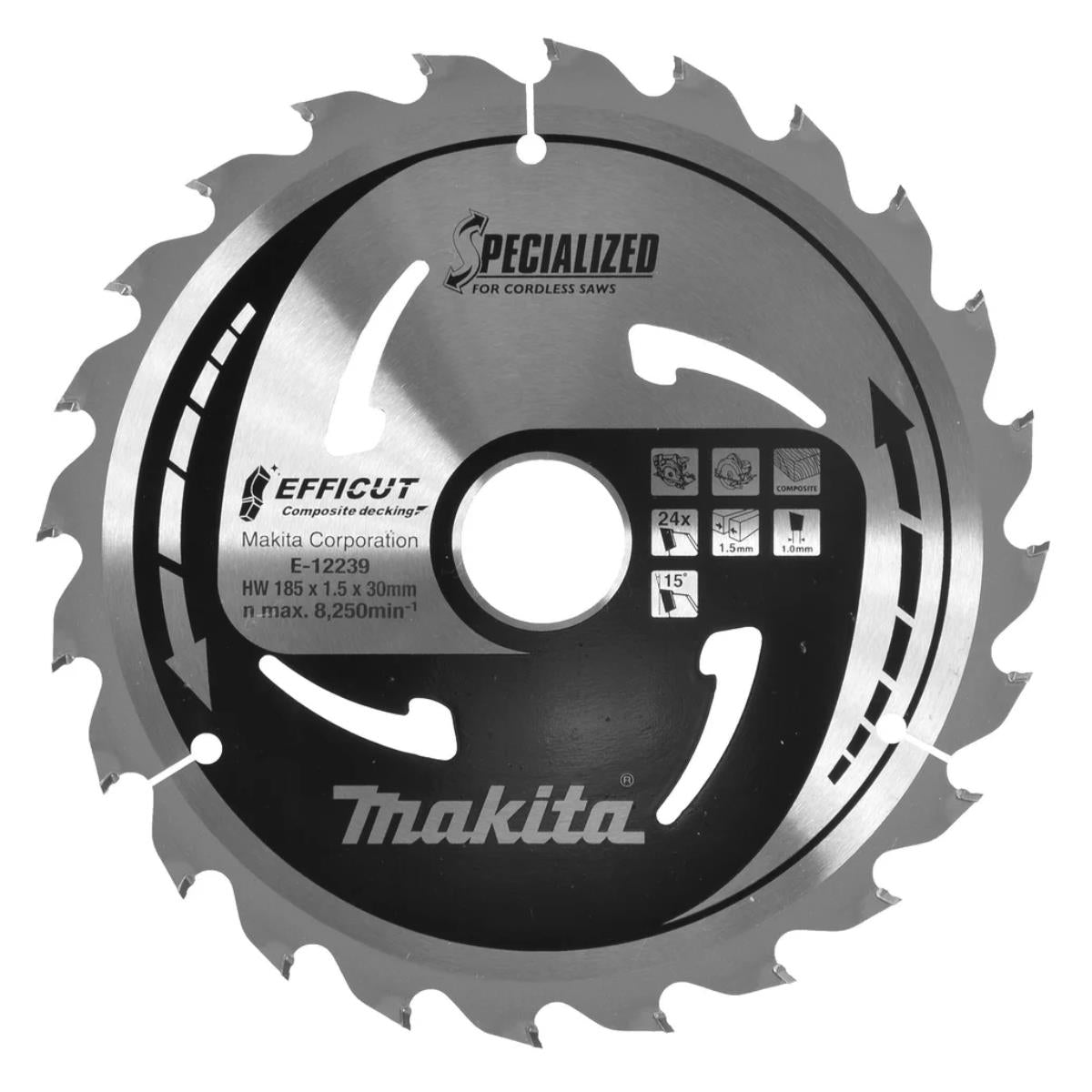 Makita E-12239 Efficut TCT Circular Saw Blade 185mm x 30mm x 24T