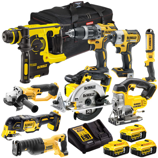 Dewalt 18V 9 Piece Power Tool Kit with 3 x 5.0Ah Battery & Charger T4TKIT-657