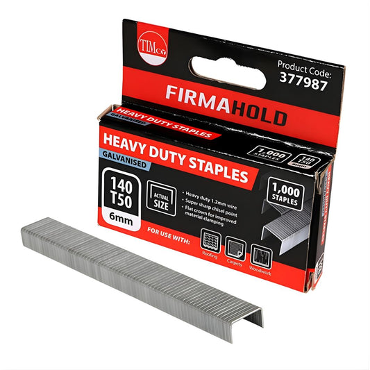 FirmaHold 6mm Heavy Duty Chisel Point Galvanised Staples Pack of 1000 - 377987
