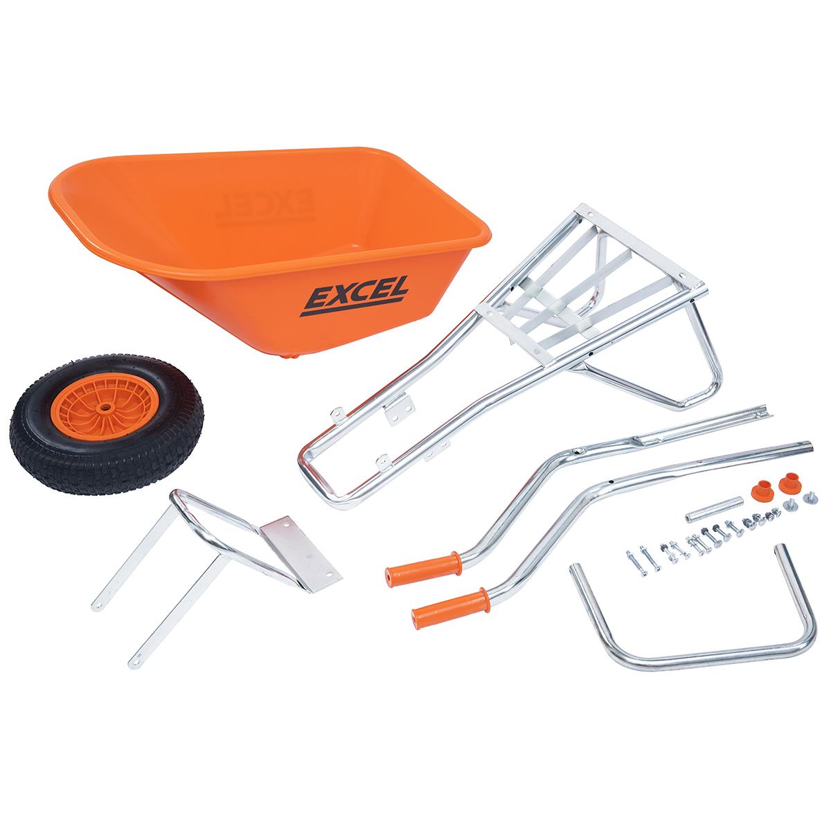 Excel Heavy Duty 100L Orange Wheelbarrow with Chrome Plated Frame