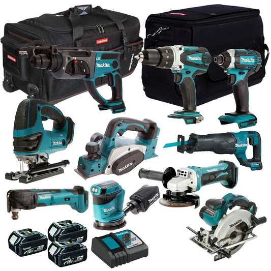 Makita MAK10PC 18V 3 x 5.0Ah LXT Li-ion 10 Piece Power Tool Kit