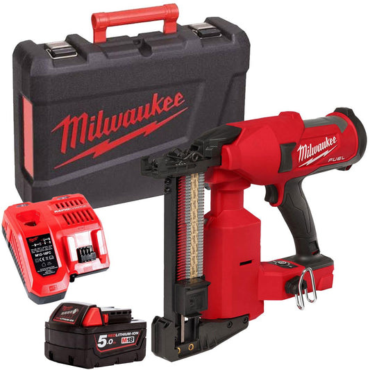 Milwaukee M18FFUS-0C 18V Fuel Brushless Fencing Stapler with 1 x 5.0Ah Battery Charger & Case