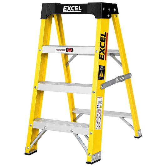 Excel Electricians Fibreglass Step Ladder 4 Tread 0.96m Heavy Duty
