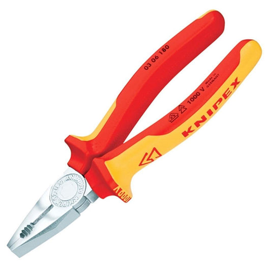 Knipex 180mm VDE Combination Insulated Pliers with Multi-Component Grip 03 06 180 SB