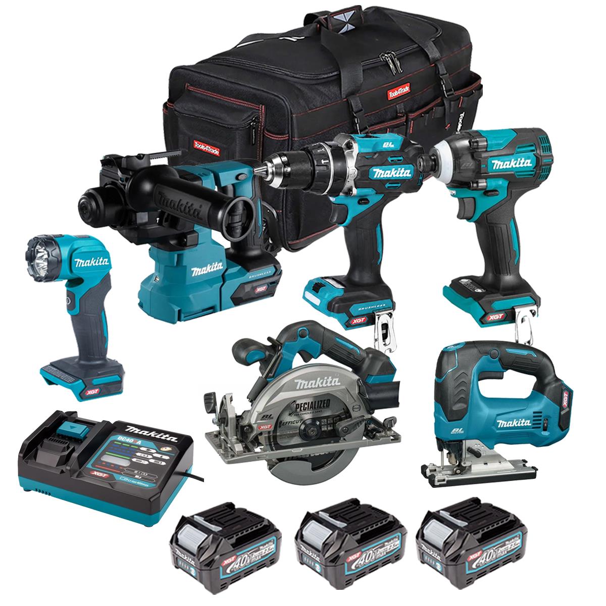 Makita 40V 6 Piece Combo Kit with 2 x 2.5Ah Batteries & Charger T4TKIT-6872