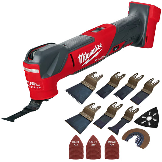 Milwaukee M18FMT-0 18V FUEL Brushless Oscillating Multi-Tool with 39 Piece Accessories Set