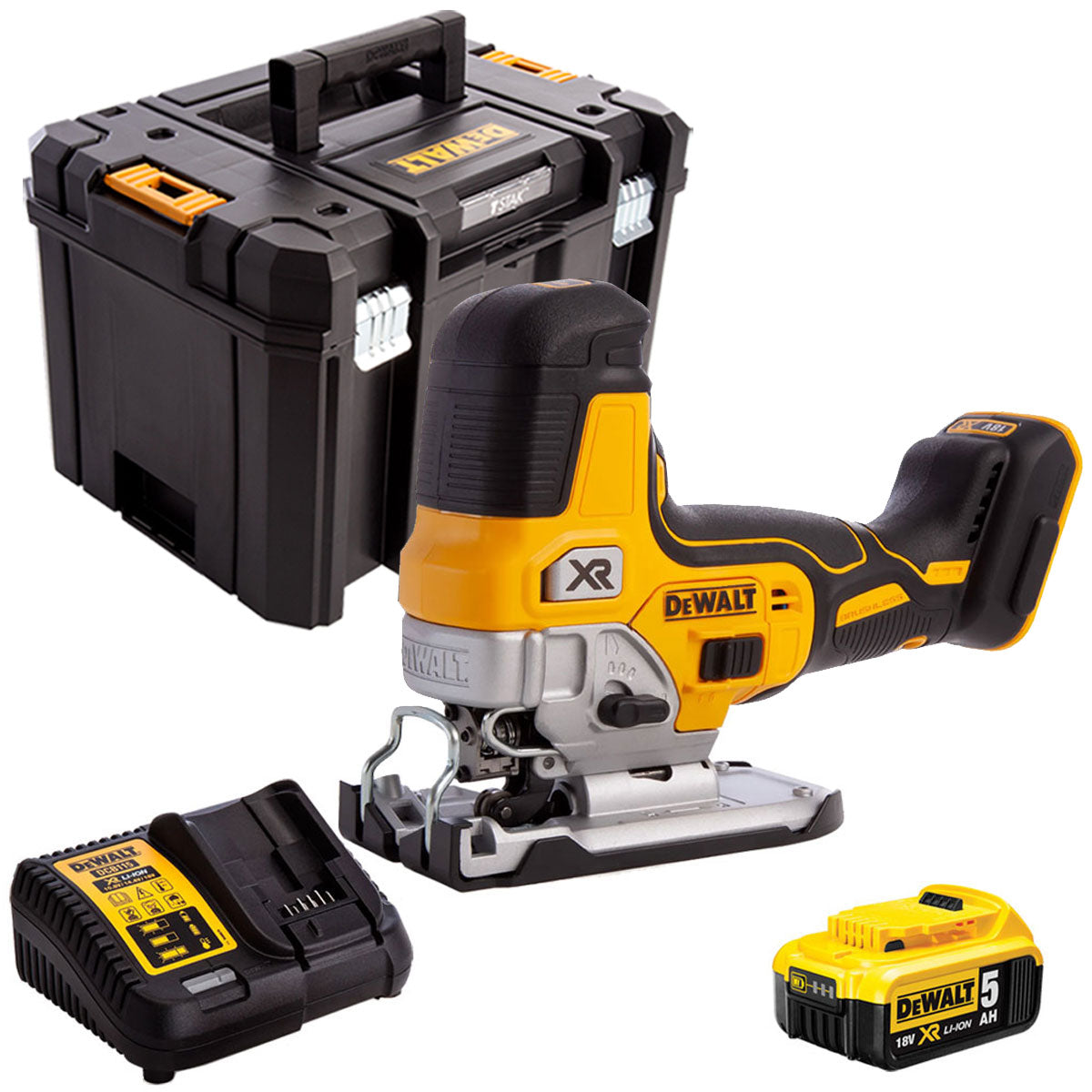 DeWalt DCS335N 18V Brushless Grip Jigsaw with 1 x 5.0Ah Battery & Charger in Case