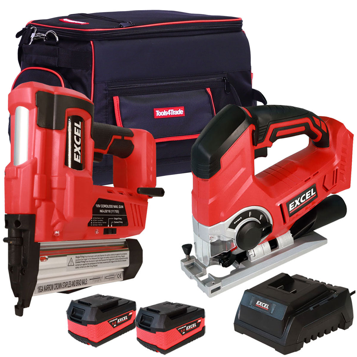 Excel 18V Cordless Twin Pack with 2 x 5.0Ah Batteries & Charger in Bag EXL5124