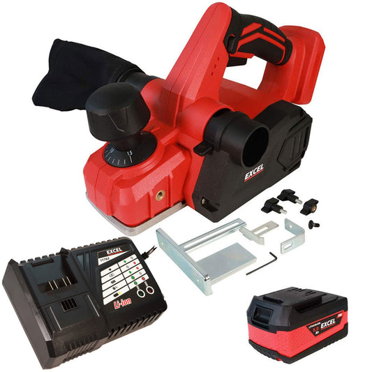 Excel 18V Cordless Planer 82mm with 1 x 5.0Ah Battery & Charger