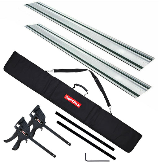 Excel Plunge Saw Accessories Kit 2 x 1500mm Guide Rails, Connectors, Clamps and Rail Bag