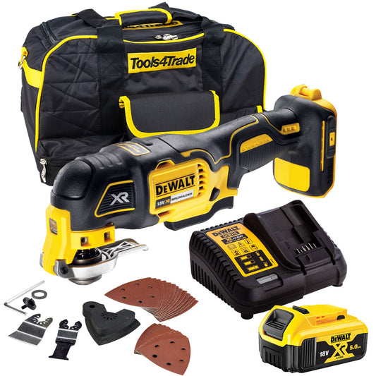 Dewalt DCS355N 18V Cordless Brushless Oscillating Multi-Tool with 1 x 5.0Ah Battery Charger & Bag