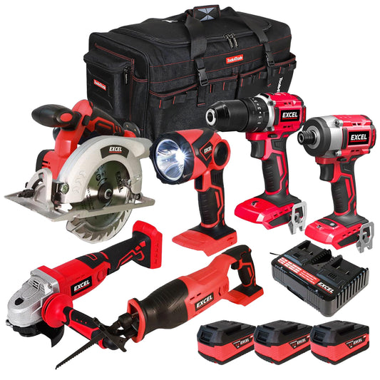 Excel 18V 6 Piece Power Tool Kit with 3 x 5.0Ah Battery & Charger EXL8944