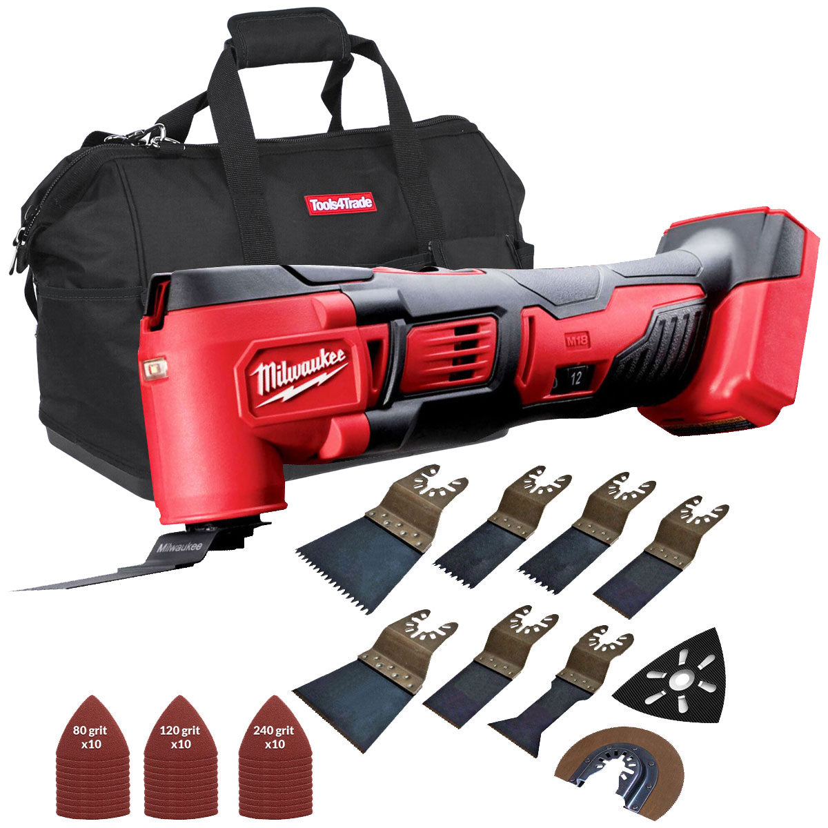 Milwaukee M18BMT-0 M18 18V Multi Tool with 39 Piece Accessories Set & Tool Bag