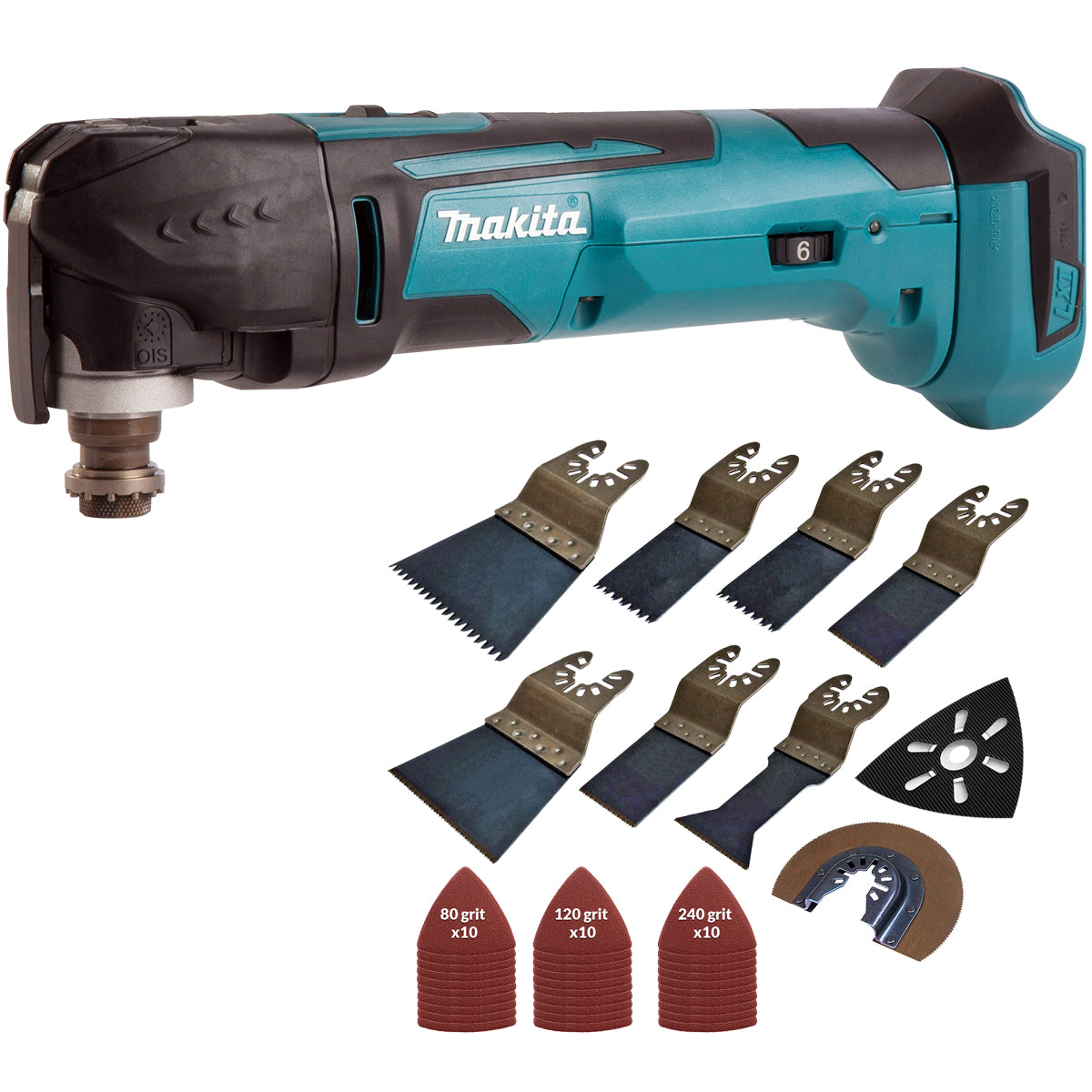 Makita DTM51Z 18V Li-ion Oscillating Multitool Cutter with 39 Piece Accessories Set