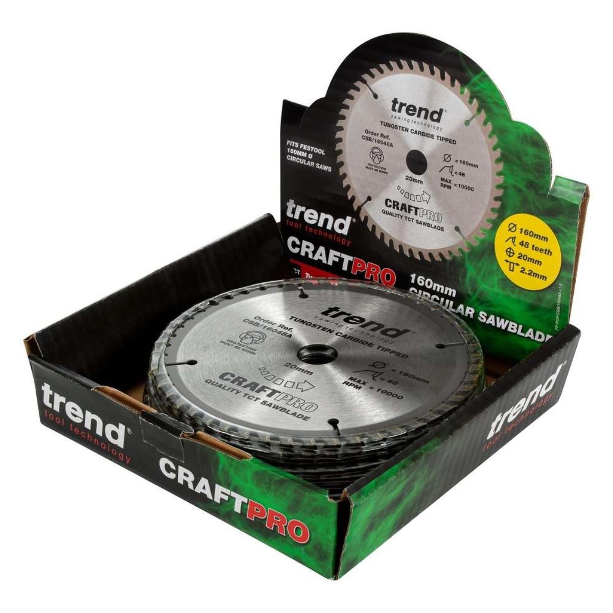 Trend CSB/16048A/10 Wood Circular Saw Blade 160mm x 20mm x 48T Pack of 10
