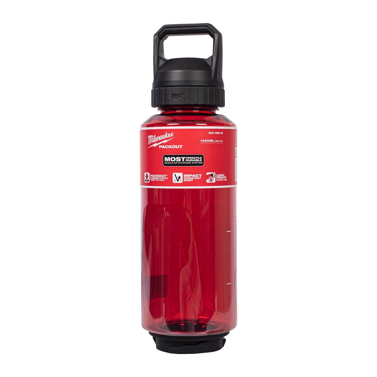 Milwaukee Packout 1420ml Plastic Bottle with Chug Lid Red 4932498638