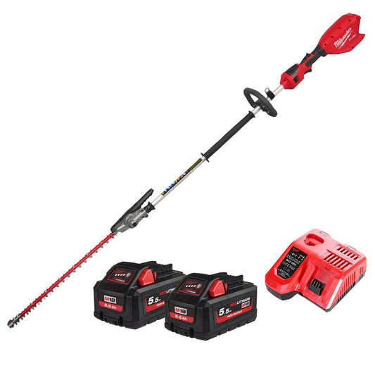 Milwaukee M18FHETE22-0 M18 18V Brushless Pole Hedge Trimmer With 2 x 5.5Ah Batteries & Charger