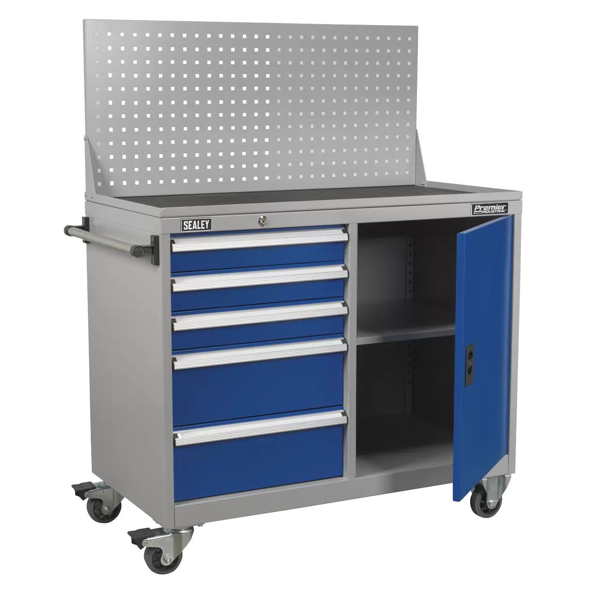 Sealey API1103A 5 Drawer Industrial Mobile Workstation and 1 Shelf Locker
