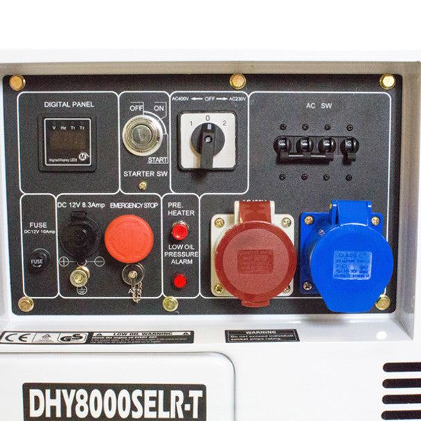 Hyundai DHY8000SELR-T Diesel Generator, Multi-phase 230V/400V, Three Phase / Single Phase 5.8kW/7.5kVA