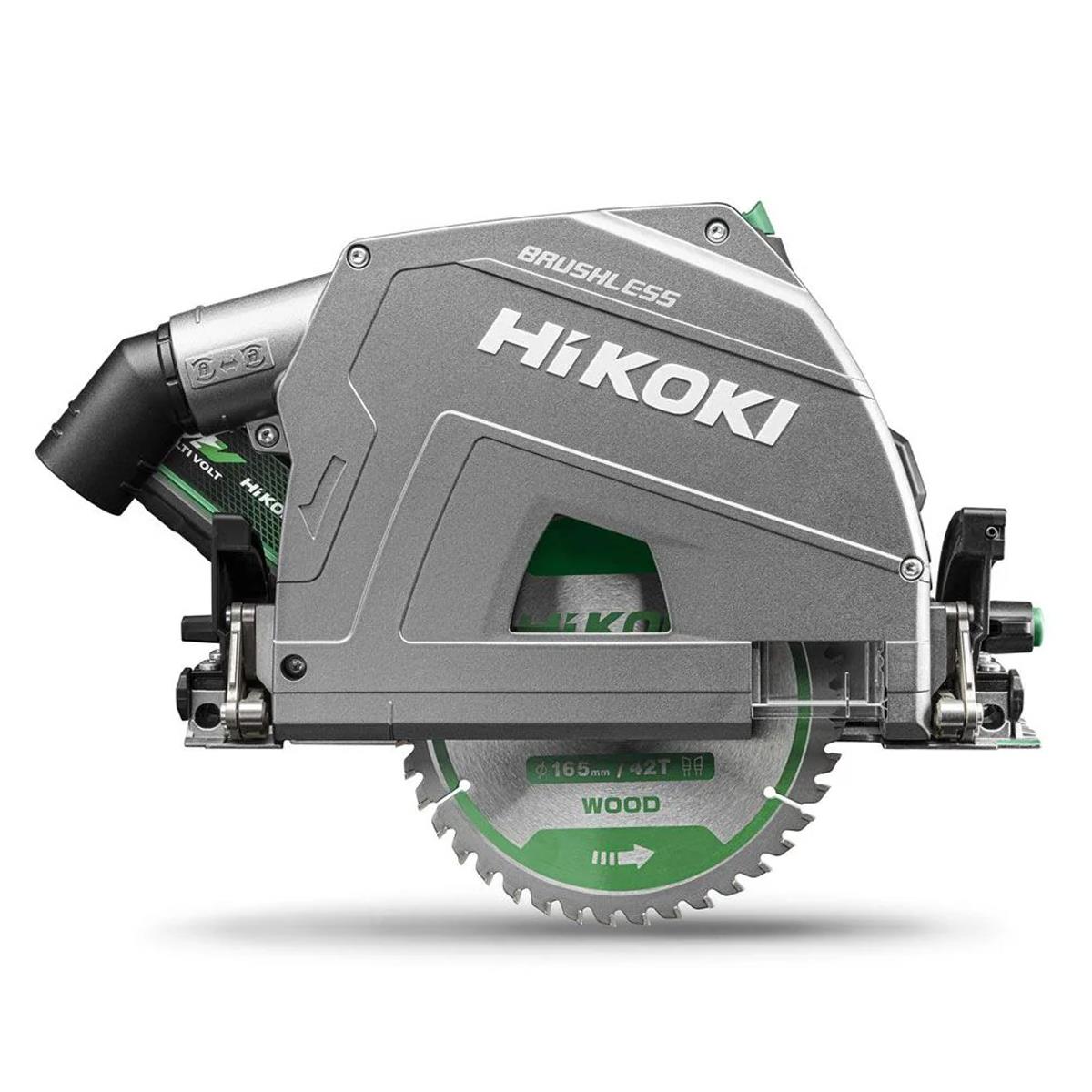 HiKOKI C3606DPAJVZ 36V MultiVolt Brushless 165mm Plunge Saw with 2 x 4.0/8.0Ah Batteries with Guide Rail Kit