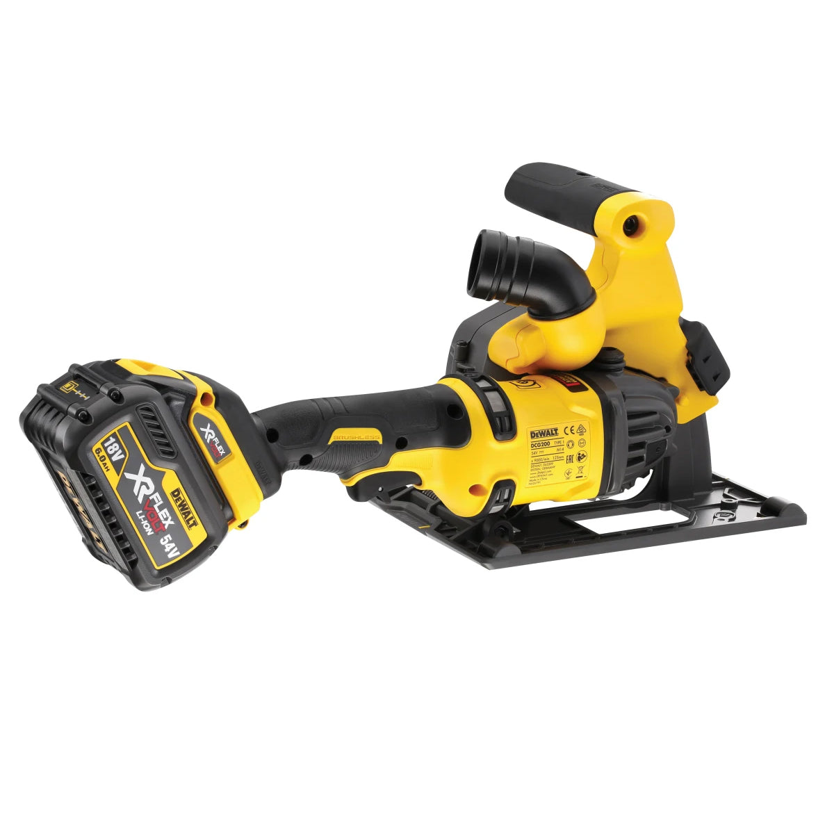 DeWalt DCG200T2 54V XR Flexvolt Brushless Wall Chaser with 2 x 6.0Ah Batteries Charger & Case