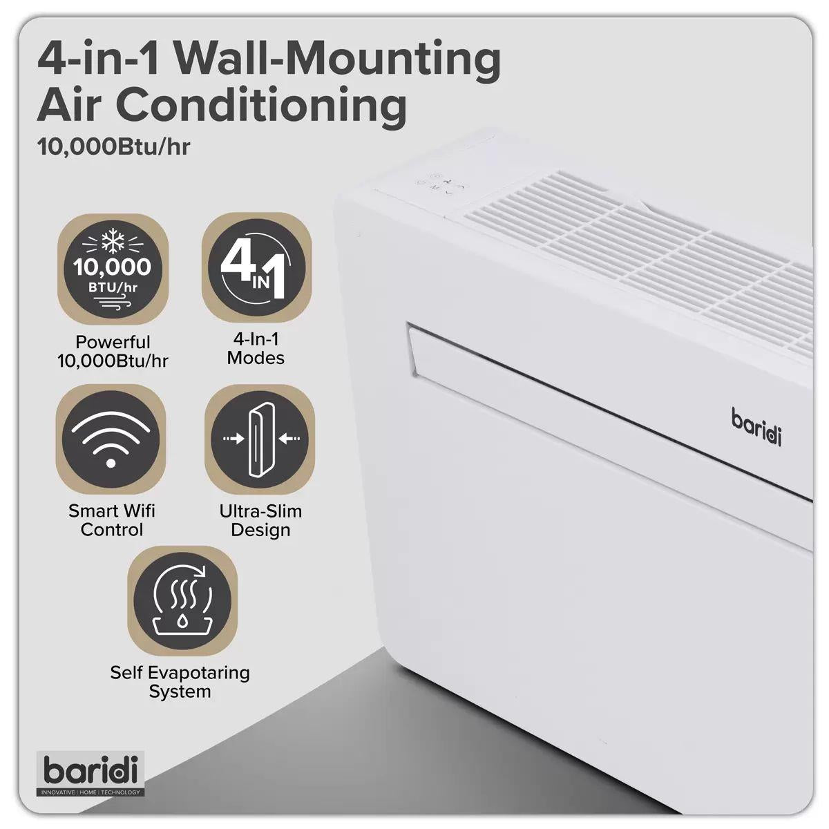 Sealey DH432 Baridi 4-in-1 Smart Monobloc Wall-Mounting Air Conditioning White 230V