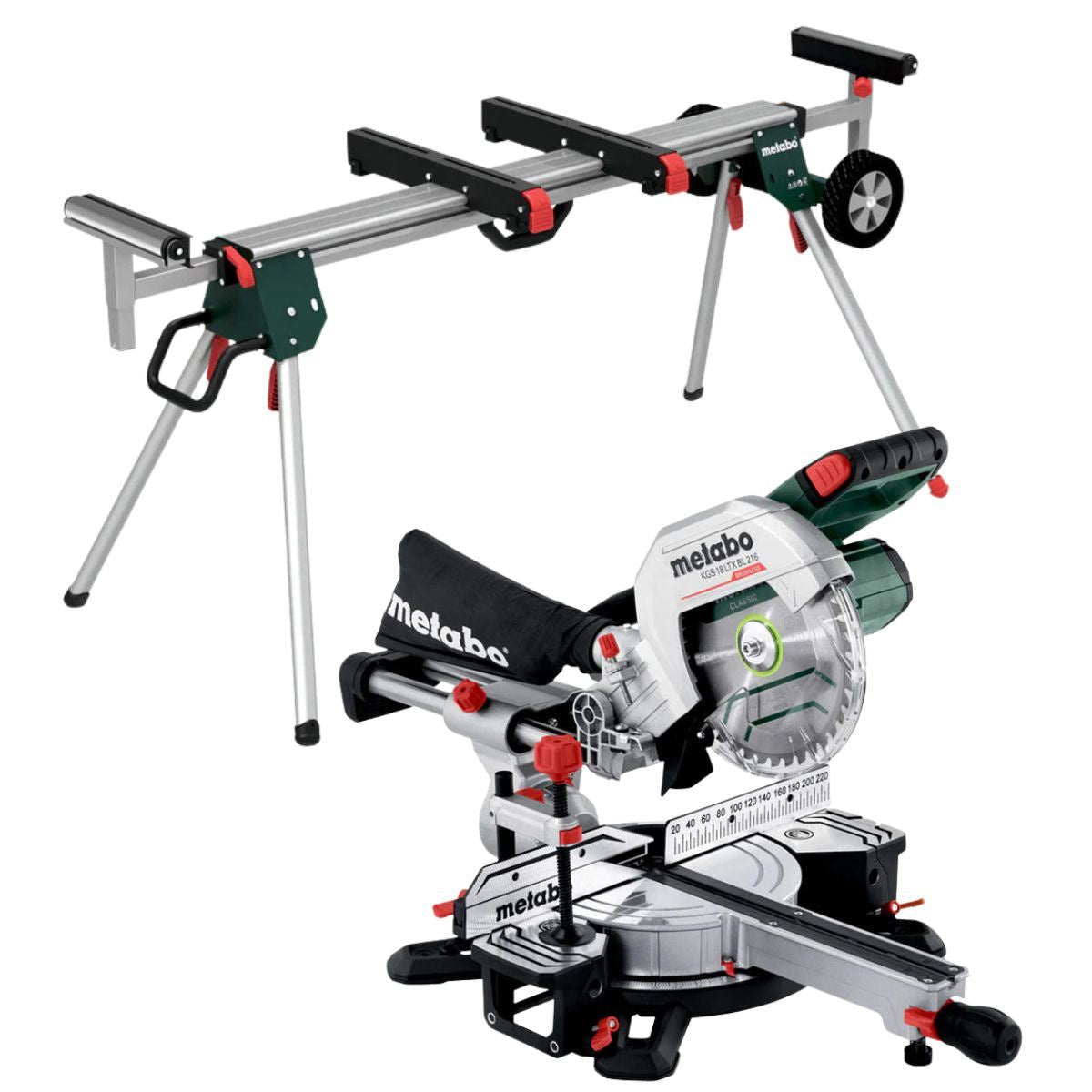 Metabo KGS 18 LTX BL 216 18V 216mm Brushless Sliding Mitre Saw with KSU 401 Stand