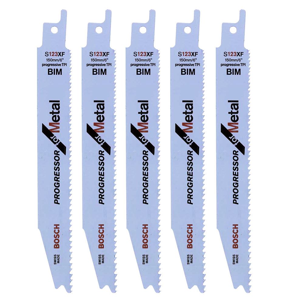 Bosch S123XF Reciprocating Saw Blades For Metal Long Life Fast Cut Pack of 5 - 2608654402
