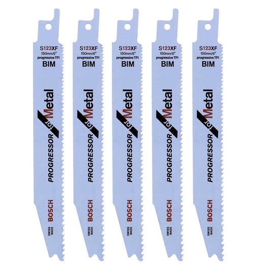 Bosch S123XF Reciprocating Saw Blades For Metal Long Life Fast Cut Pack of 5 - 2608654402