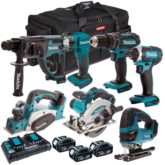 Makita DLXT4T7068 18V LI-ION LXT 7 Piece Kit With 3 x 5.0Ah And Duffle Tool Bag