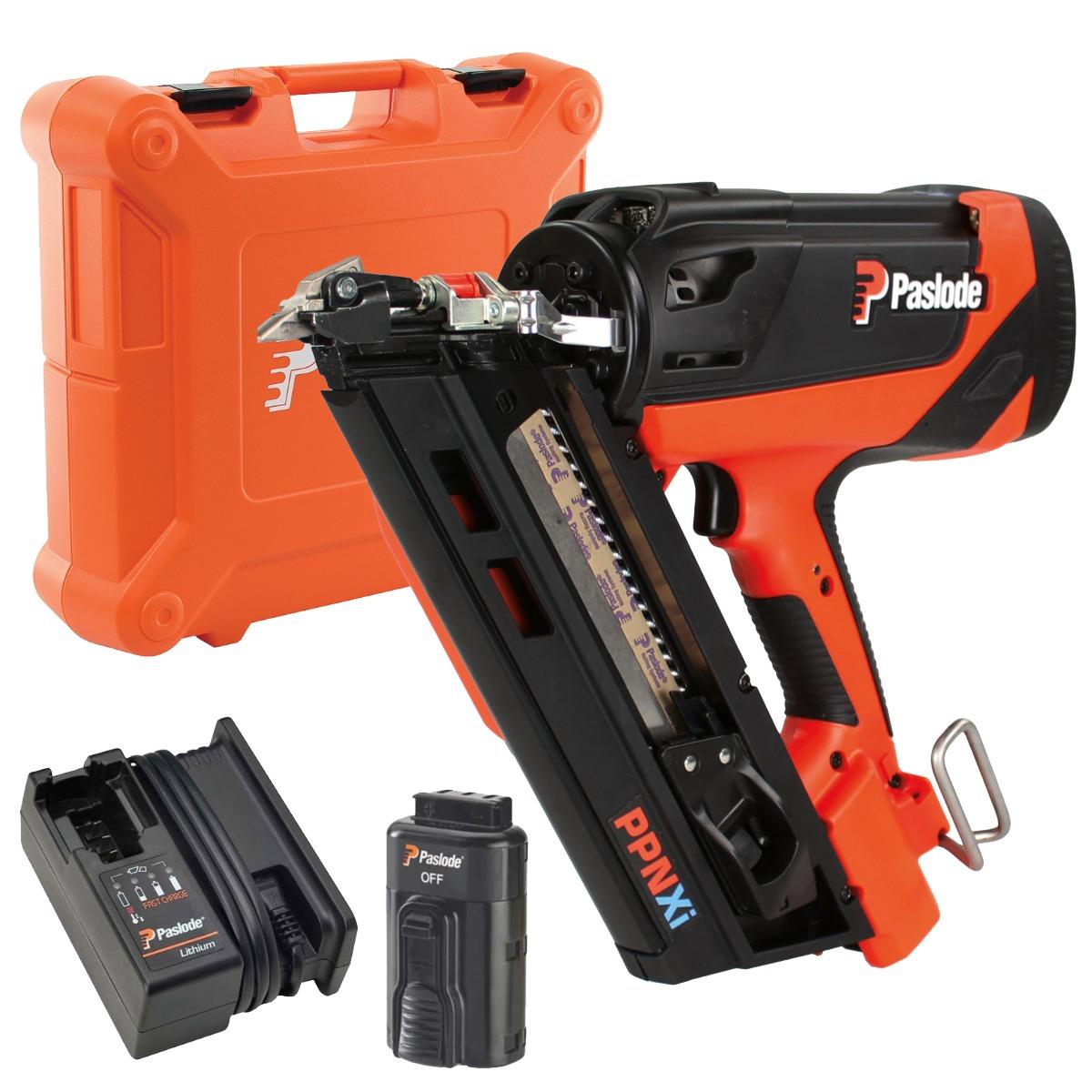 Paslode PPNXi 7.4V First Fix Gas Positive Placement Angled Nailer with 1 x 2.1Ah Battery, Charger & Case 019790