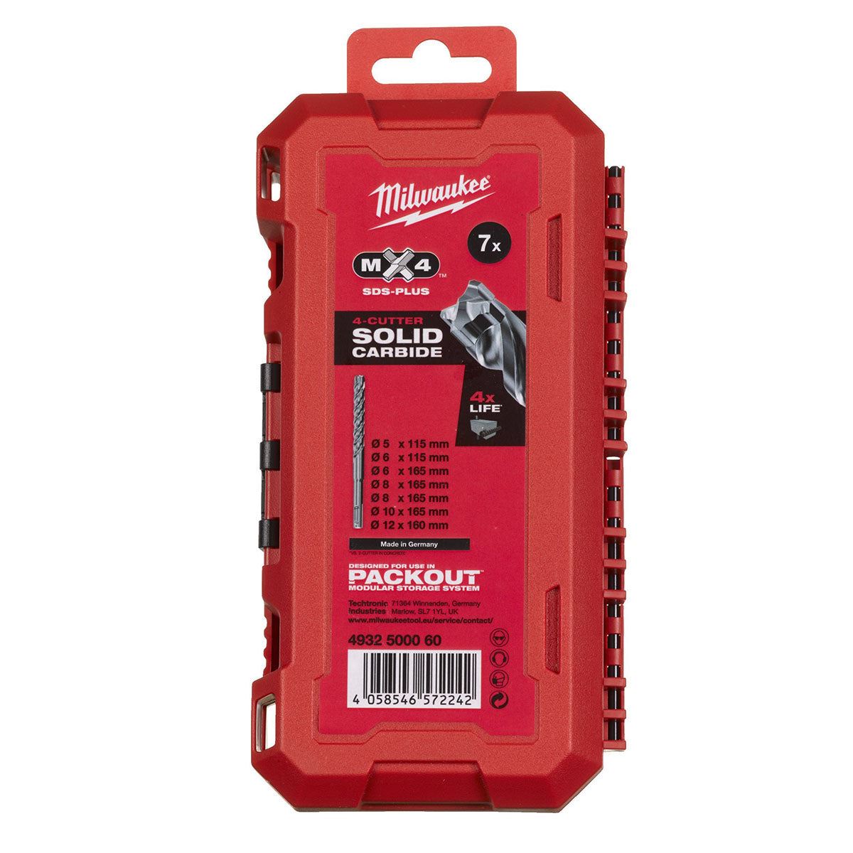 Milwaukee 7 Piece SDS+ MX4 Drill Bit Set 4932500060