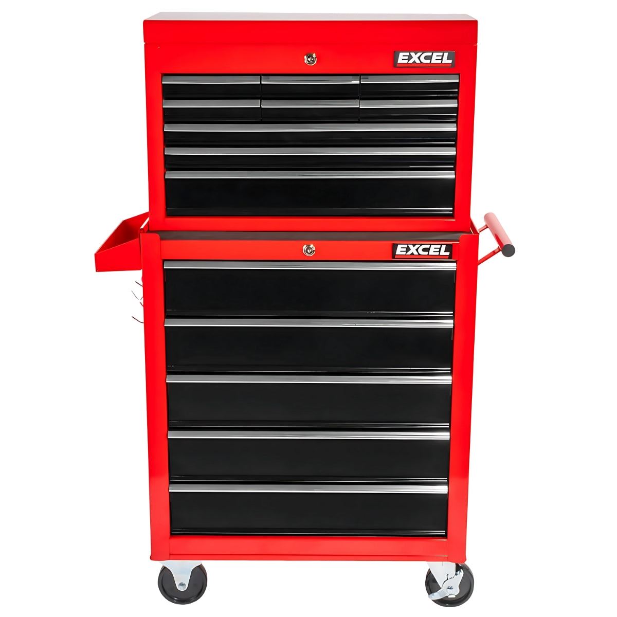 Excel 14 Drawers Tool Chest Storage Roller Cabinet Black and Red