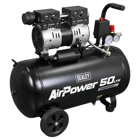 Sealey SAC5000S 50L Low Noise Oil Free Direct Drive Air Compressor 1hp 230V/13A