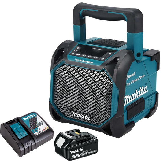 Makita DMR203 12Vmax - 18V / CXT - LXT Jobsite Bluetooth Speaker with 1 x 5.0Ah Battery & Charger
