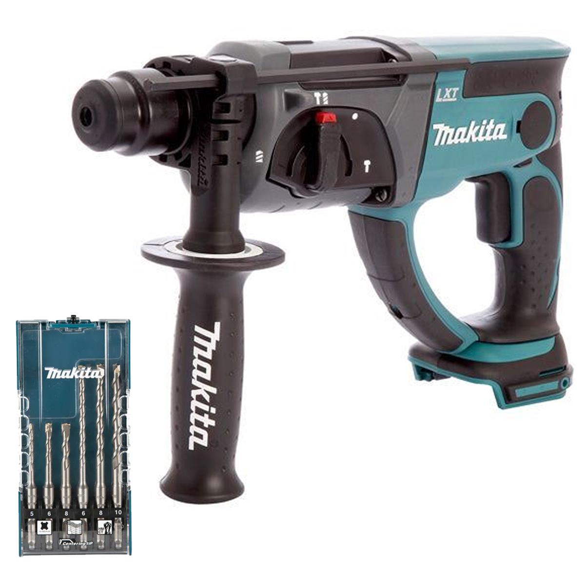 Makita DHR202Z 18V SDS+ Rotary Hammer Drill With 6 Piece Drill Bit Set