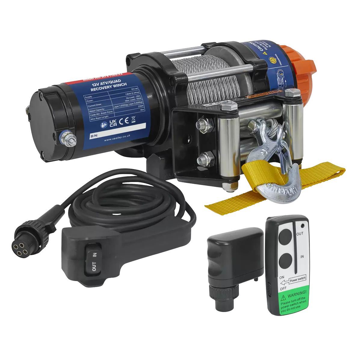 Sealey ATV1135KIT 12V Wireless Winch Combo Kit 1.8kW