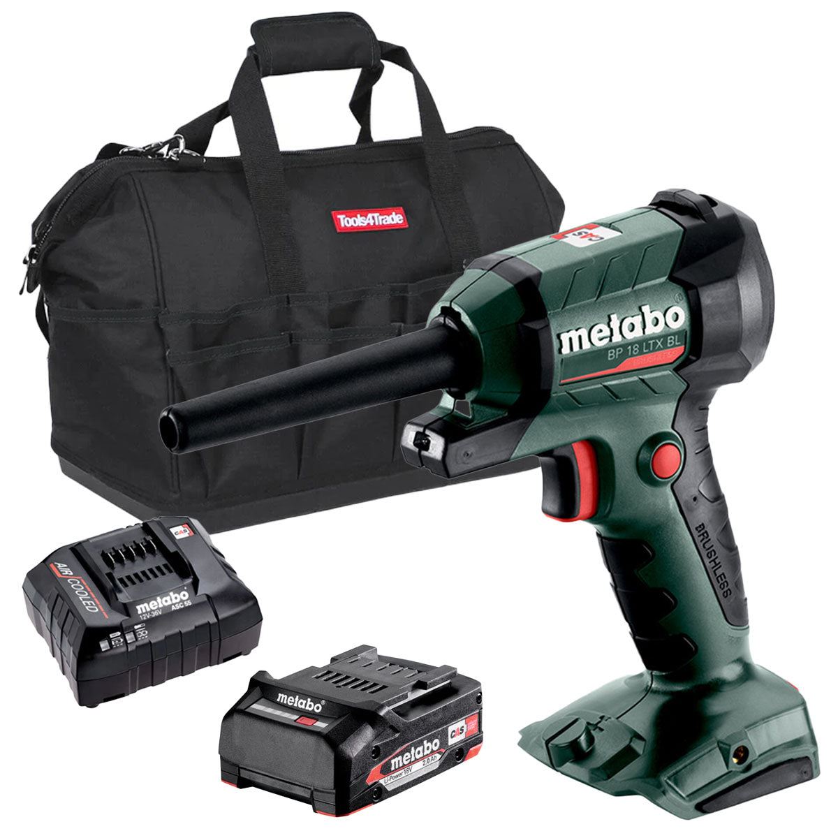 Metabo BP 18 LTX BL 18V Brushless Blower with 1 x 2.0Ah Battery Charger & Bag