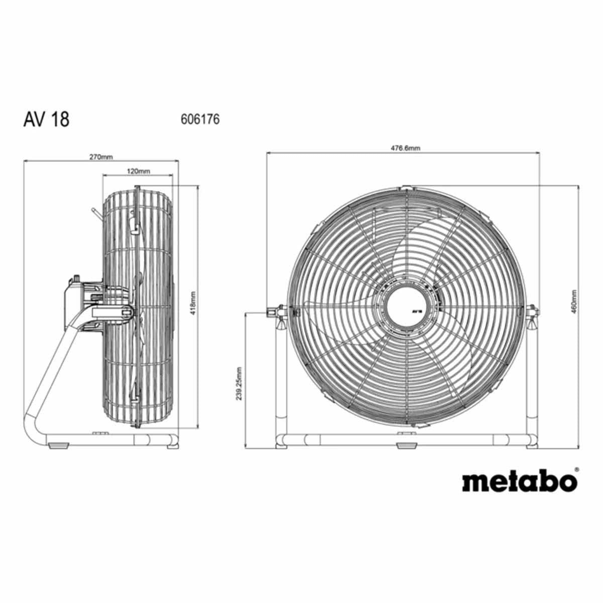 Metabo AV 18 18V Cordless Fan Body Only 606176850
