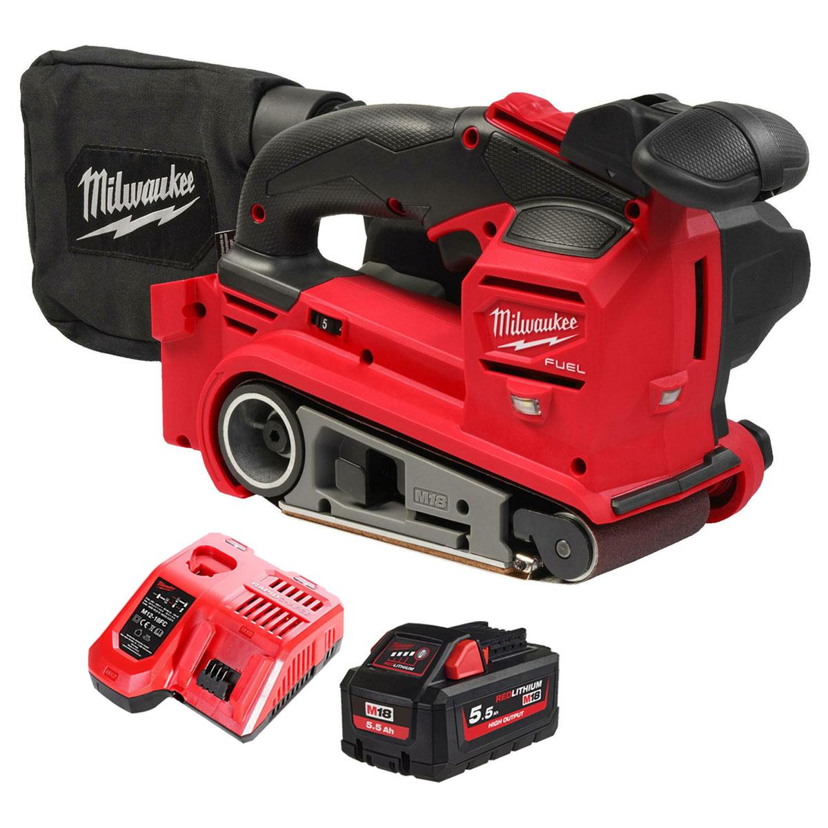 Milwaukee M18FBTS75-0 M18 FUEL 18V Brushless Belt Sander With 1 x 5.5Ah Battery & Charger