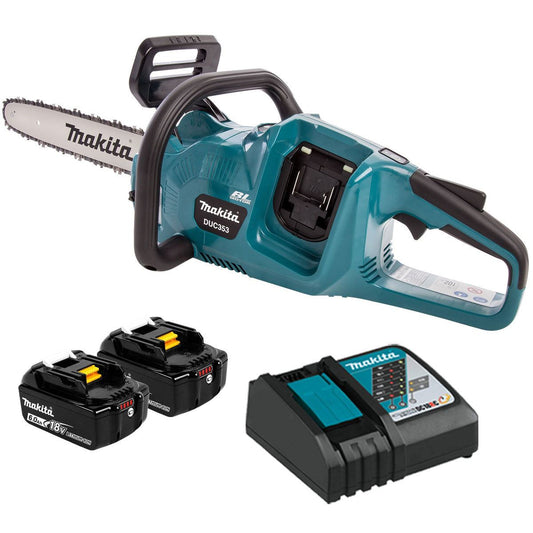 Makita DUC353Z 36V LXT Brushless Cordless 350mm Chainsaw With 2 x 6.0Ah Batteries & Charger