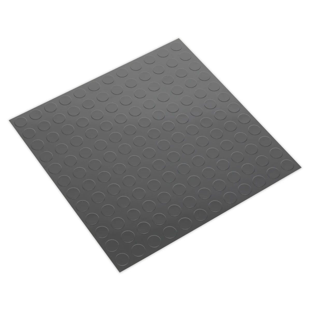 Sealey FT2S Vinyl Floor Tile with Peel & Stick Backing Silver Coin Pack of 16