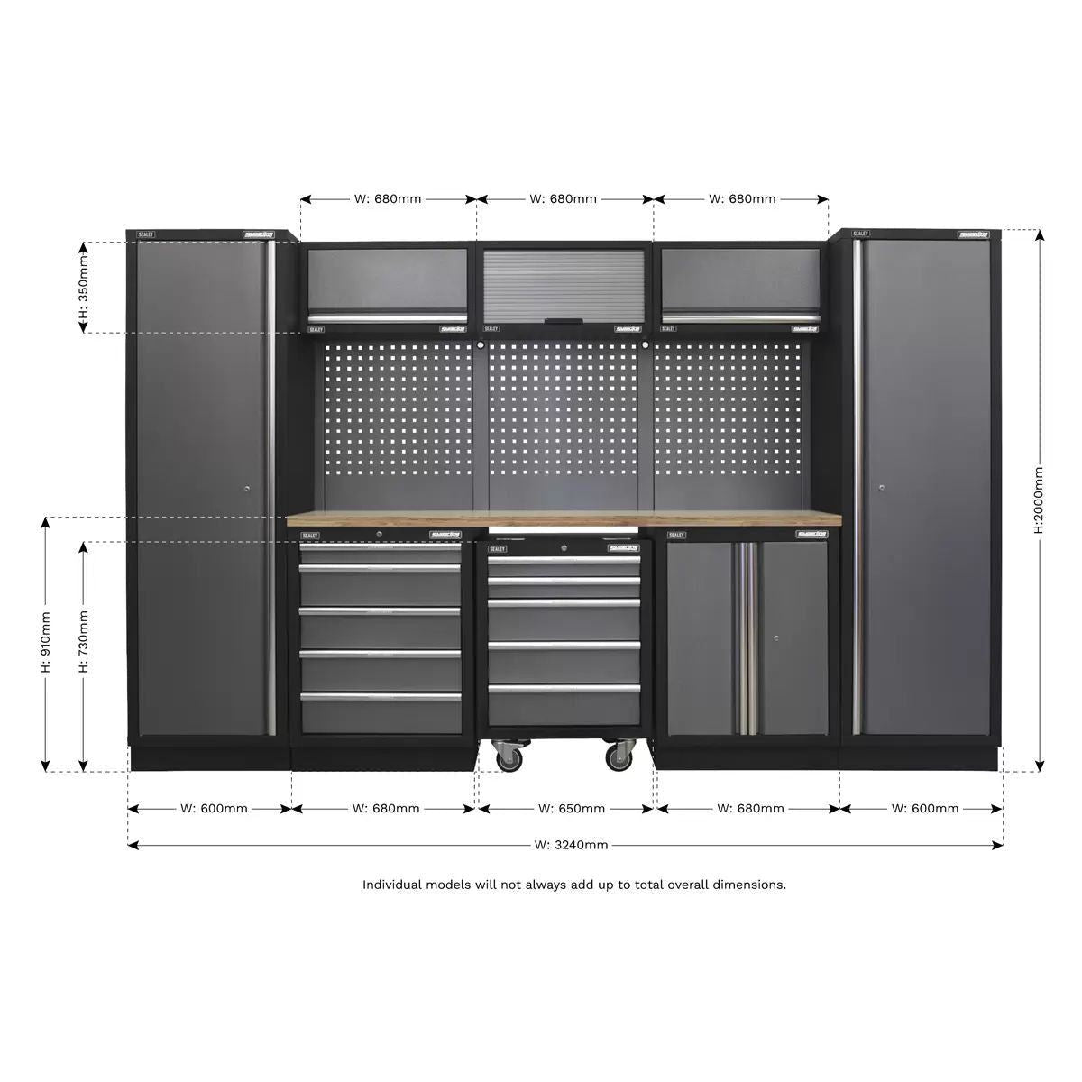 Sealey APMSSTACK03W Modular Storage System Combo Pressed Wood Worktop