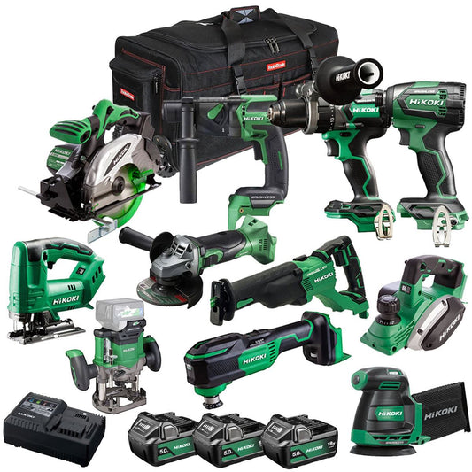 Hikoki 18V 11 Piece Power Tool Combo Kit with 3 x 5.0Ah Battery & Charger T4TKIT-27290